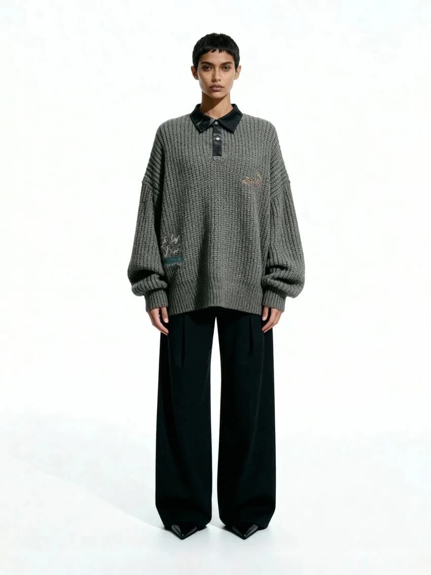 Knitted Grey Sweater - view 3