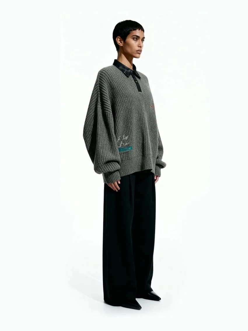 Knitted Grey Sweater - view 4